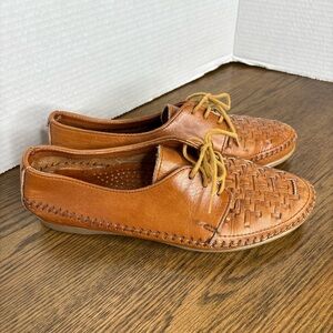Vintage Dexter Woven Brown Leather Huarache Loafers